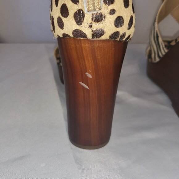 Jessica Simpson Zebra Strapped Platform Wedges Size 7M Faux Wood Sole NWOBox - Picture 5 of 5